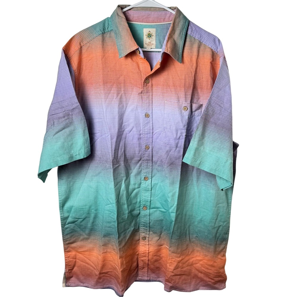 The Territory Ahead Shirt Mens XXLT Multicolor Ombre Striped Cotton T3733